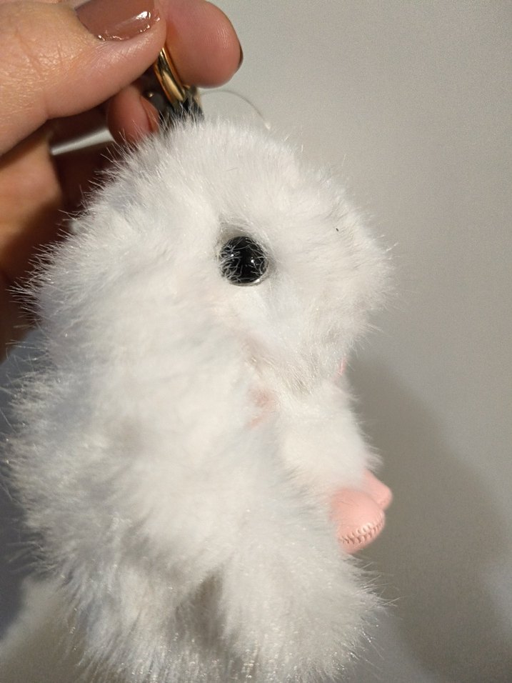 Beyaz Peluş Tavşan Çanta süsü - Görsel 3