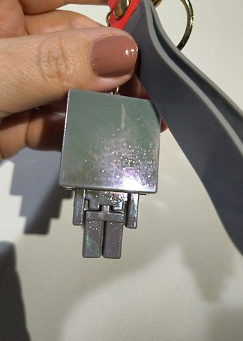 Gri Robot Minecraft Anahtarlık - Görsel 3