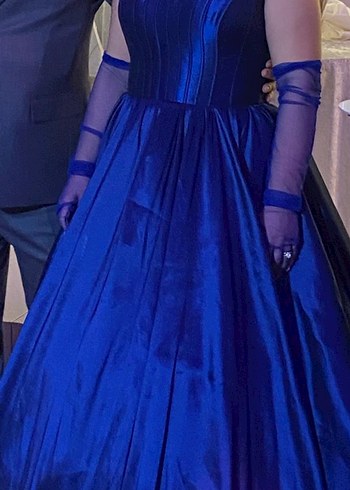 Lacivert Uzun Drapeli Gotik Kadın Abiye - Görsel 2