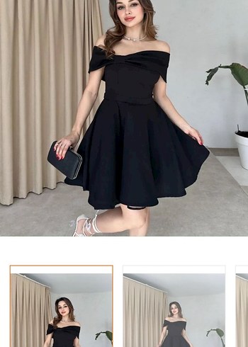 Siyah Drapeli Straplez Mini Elbise - Görsel 2