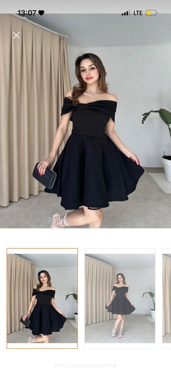 Siyah Drapeli Straplez Mini Elbise - Görsel 2