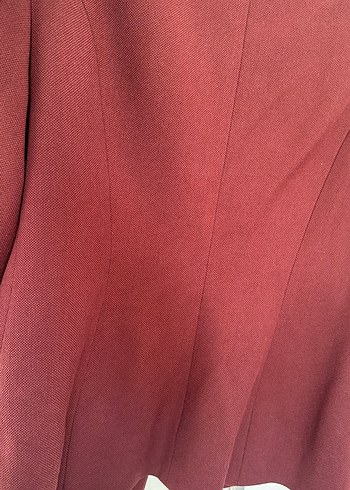 Bordo Düğmeli Kadın Blazer Ceket - Görsel 4