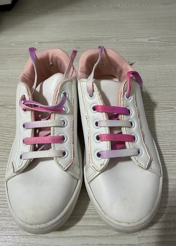 Kız Çocuk Bağcıklı Beyaz Sneakers - Görsel 2