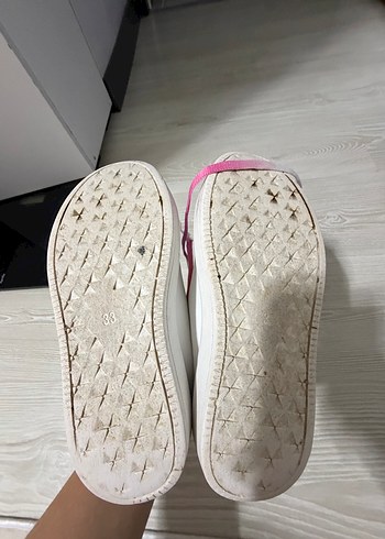 Kız Çocuk Bağcıklı Beyaz Sneakers - Görsel 5