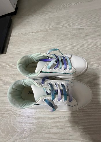 Kız Çocuk Bağcıklı Beyaz Sneakers - Görsel 6