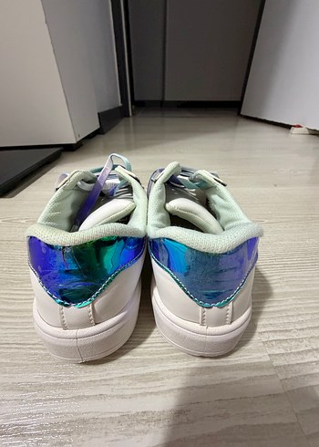 Kız Çocuk Bağcıklı Beyaz Sneakers - Görsel 7