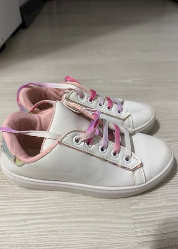 Kız Çocuk Bağcıklı Beyaz Sneakers - Görsel 3
