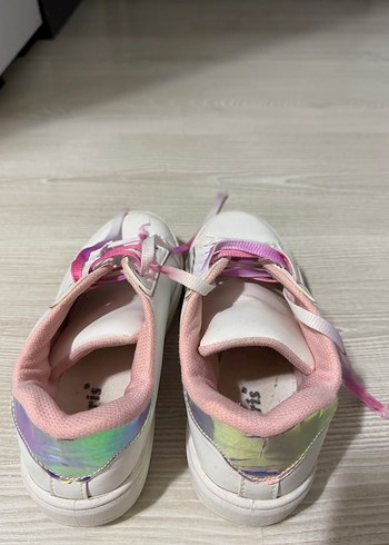 Kız Çocuk Bağcıklı Beyaz Sneakers - Görsel 4