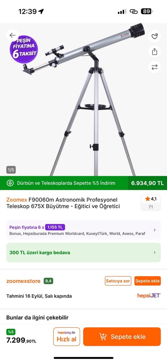 Teleskop ve Ayarlanabilir Tripod - Görsel 4