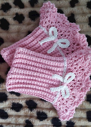 Dantel Detaylı Pembe Örgü Kadın Eldiveni - Görsel 5