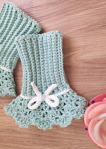 Dantel Detaylı Örgü Kadın Eldiveni - Görsel 2