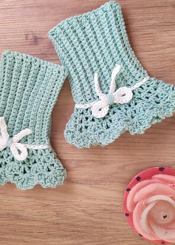 Dantel Detaylı Örgü Kadın Eldiveni - Görsel 5