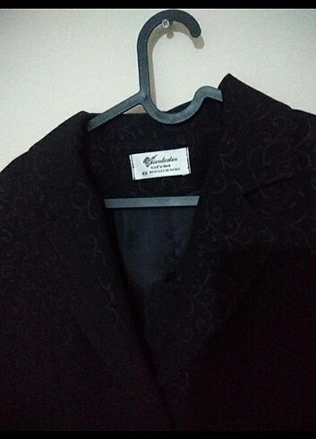 Vintage ceket blazer simli uzun desenli