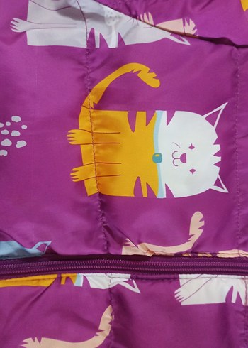 Kapüşonlu Renkli Kız Çocuk Montu - Görsel 7