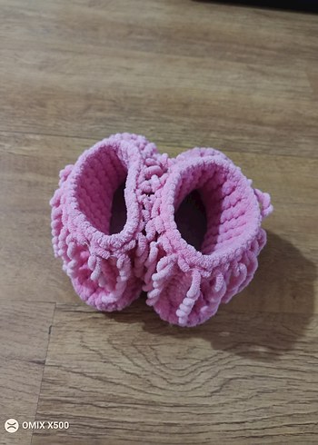 Kızlar için Pembe Örgü Sıcak Panduf - Görsel 2