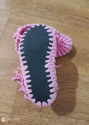 Kızlar için Pembe Örgü Sıcak Panduf - Görsel 3