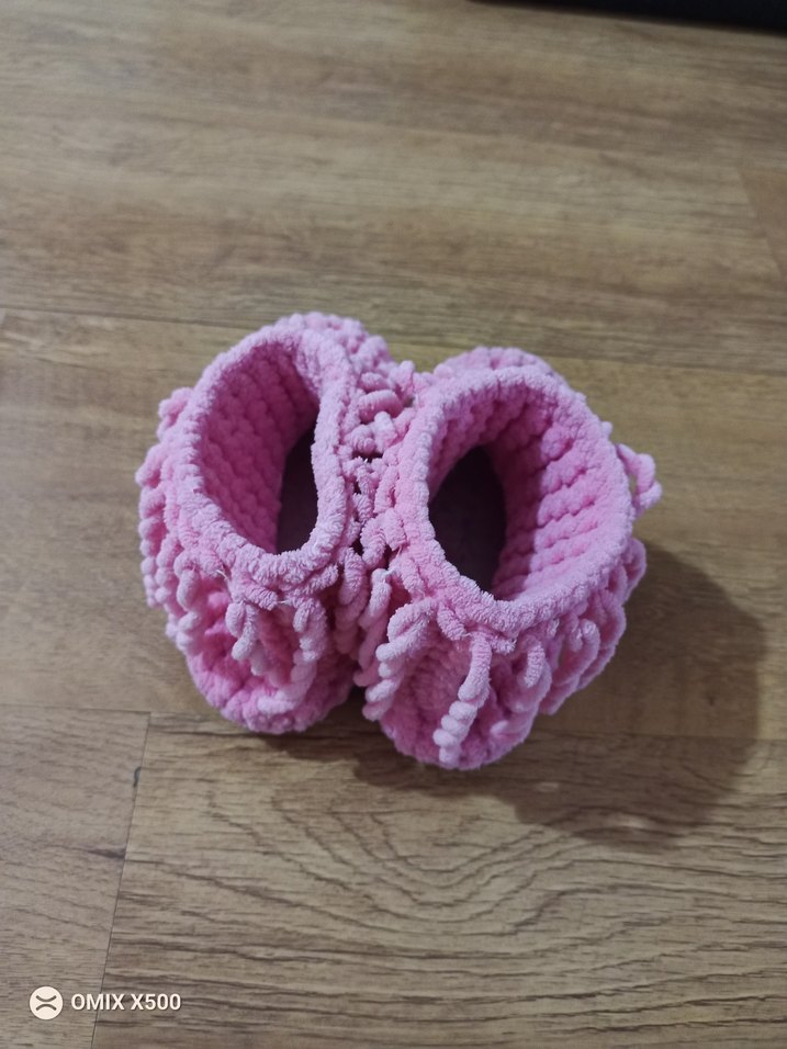 Kızlar için Pembe Örgü Sıcak Panduf - Görsel 2