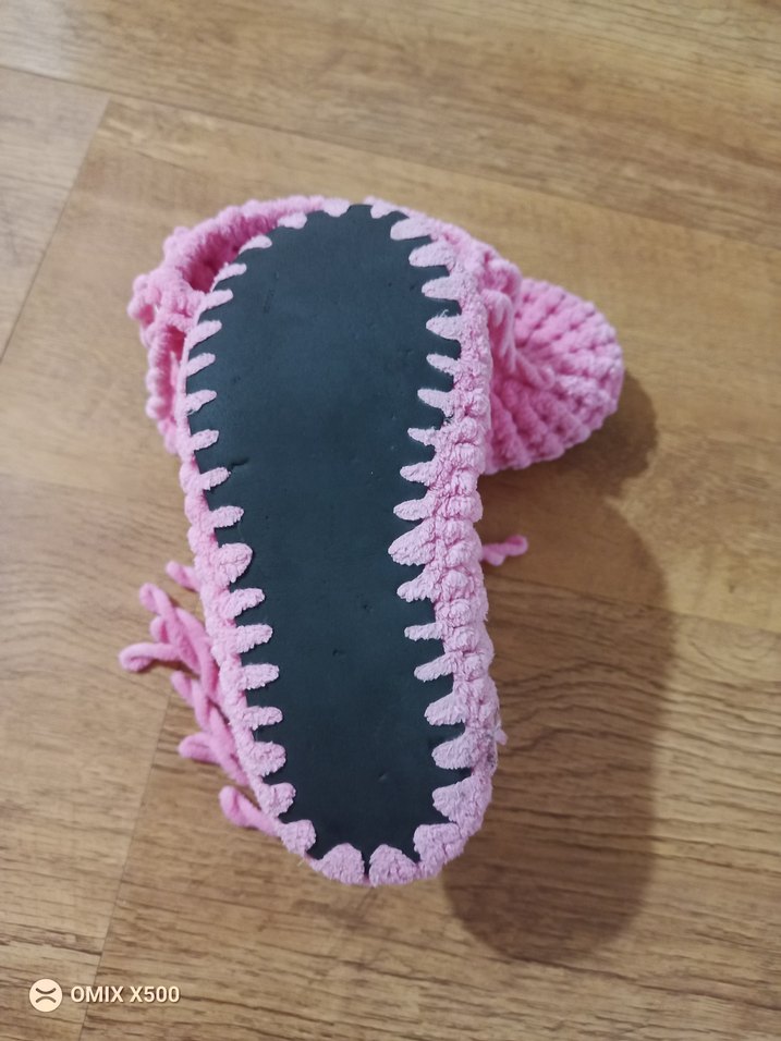 Kızlar için Pembe Örgü Sıcak Panduf - Görsel 3