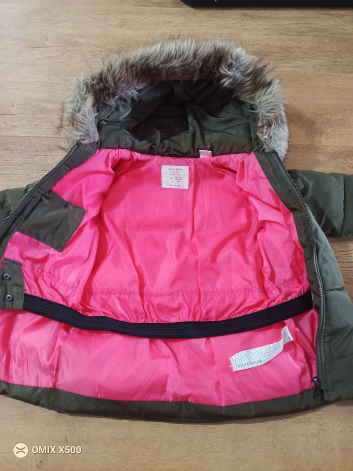 Yeşil Kürklü Kapüşonlu kız Çocuk Mont - Görsel 5