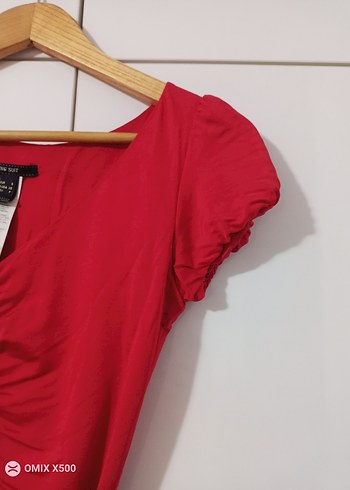 Kemerli Kırmızı kısa Kadın Elbise - Görsel 6