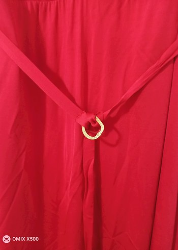 Kemerli Kırmızı kısa Kadın Elbise - Görsel 3