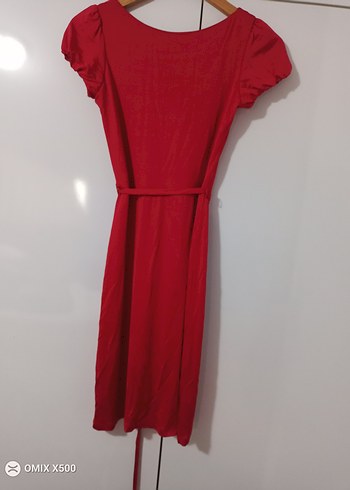 Kemerli Kırmızı kısa Kadın Elbise - Görsel 4