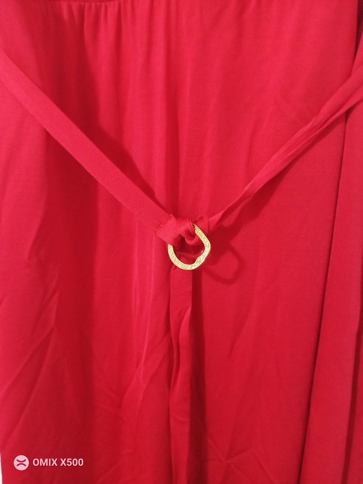 Kemerli Kırmızı kısa Kadın Elbise - Görsel 3