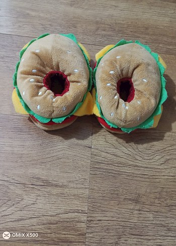 Sevimli hamburger tasarımlı peluş Çocuk panduf Terliği - Görsel 2