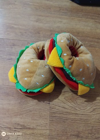 Sevimli hamburger tasarımlı peluş Çocuk panduf Terliği - Görsel 3