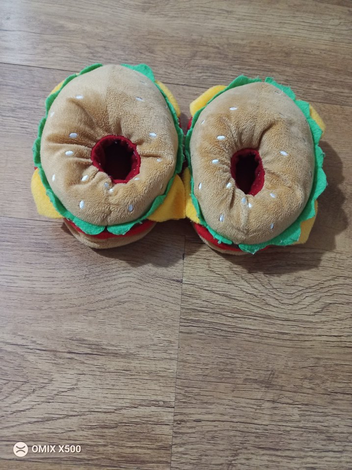 Sevimli hamburger tasarımlı peluş Çocuk panduf Terliği - Görsel 2