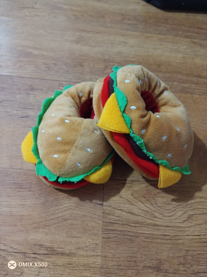 Sevimli hamburger tasarımlı peluş Çocuk panduf Terliği - Görsel 3