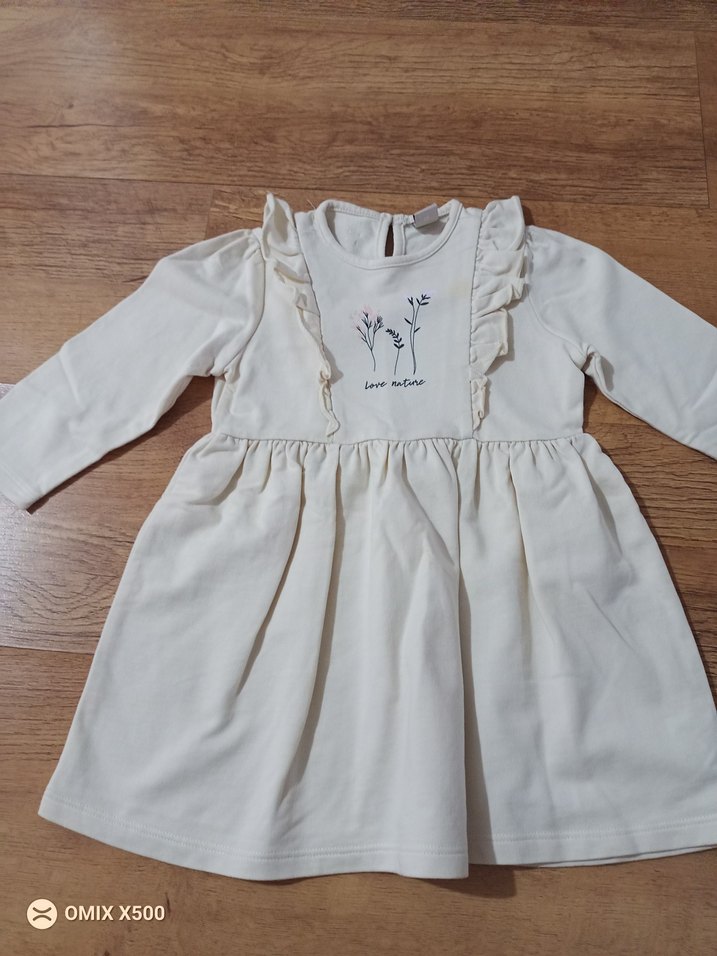 Kız Çocuk Krem Fırfırlı Elbise - Görsel 2