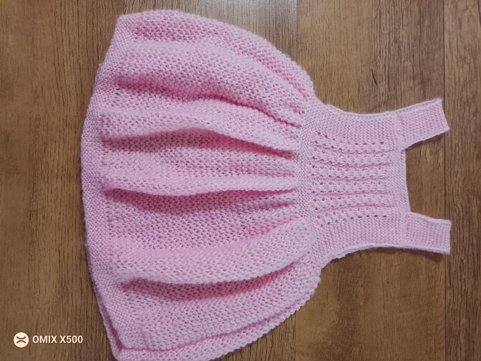 Kız Çocuk Pembe Triko jile elbise - Görsel 3