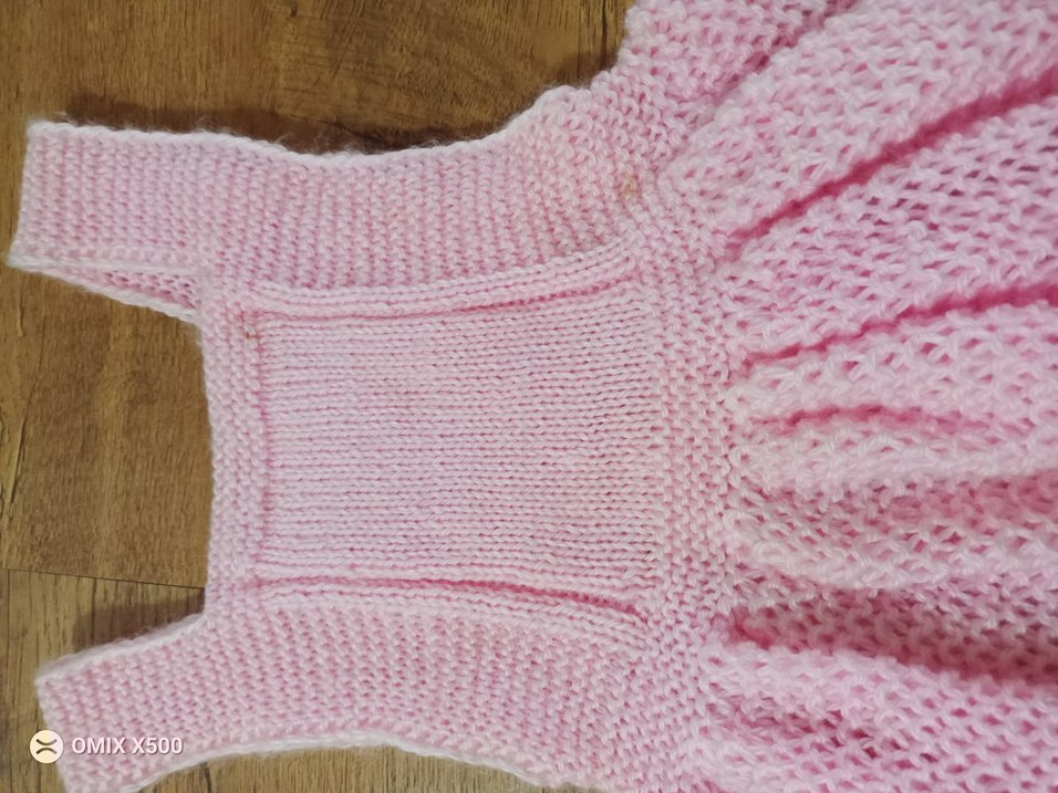 Kız Çocuk Pembe Triko jile elbise - Görsel 2