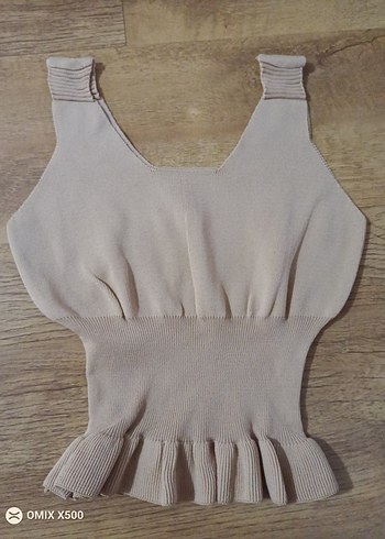 Bej Kısa Örme Kadın Yelek - Görsel 2