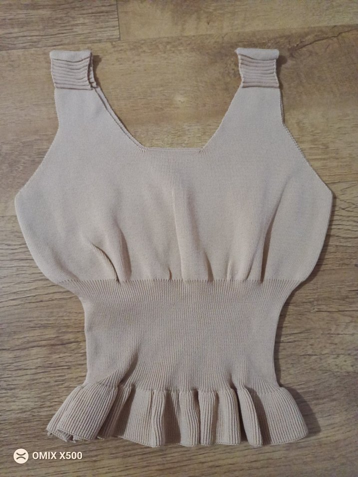 Bej Kısa Örme Kadın Yelek - Görsel 2