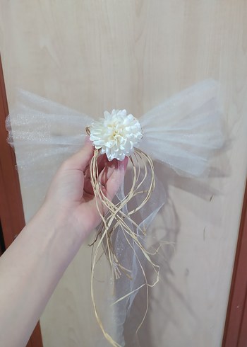 Bohem Beyaz Düğün Aksesuarı Fiyonk - Görsel 2