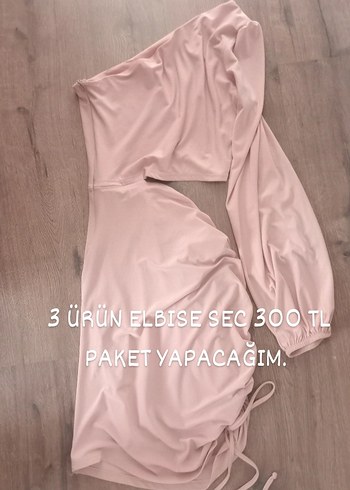 Pudra Pembe Drapeli Mini Elbise
