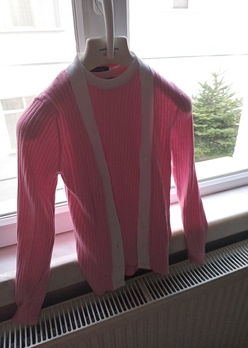 Pembe Kadın Pilili Pamuklu Kazak 2 li takim - Görsel 5