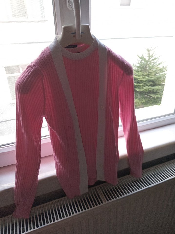 Pembe Kadın Pilili Pamuklu Kazak 2 li takim - Görsel 5