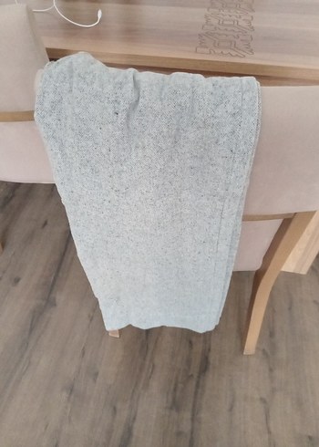 Gri Keten Midi Bol Kesim Kadın Pantolon Kışlık - Görsel 4