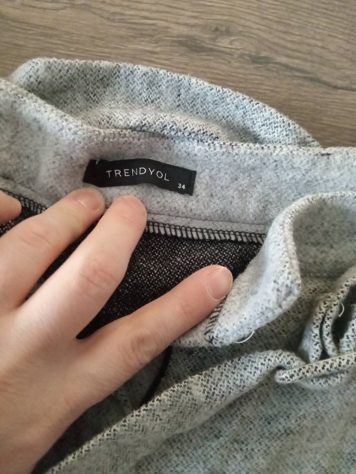 Gri Keten Midi Bol Kesim Kadın Pantolon Kışlık - Görsel 3