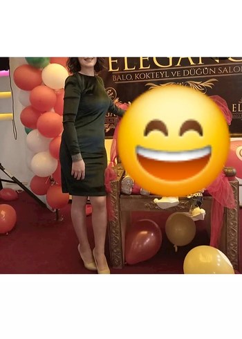 Parlak Kumaşlı Haki Kadın Kalem Elbise - Görsel 2