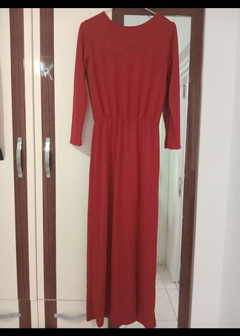 Pembe Uzun Kollu Drapeli Uzun Elbise - Görsel 2