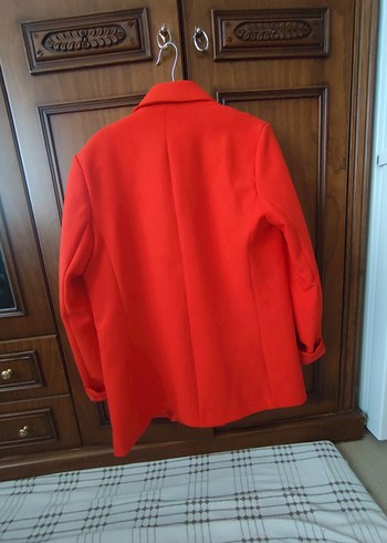 Kadın Kırmızı Düğmeli Blazer Ceket - Görsel 8