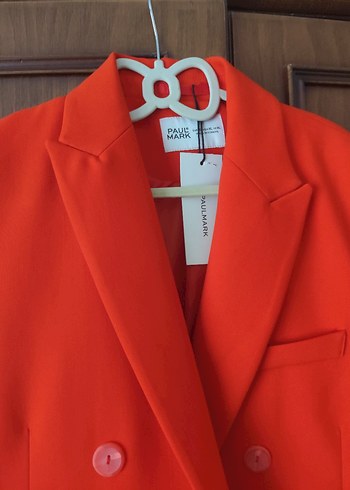 Kadın Kırmızı Düğmeli Blazer Ceket - Görsel 4