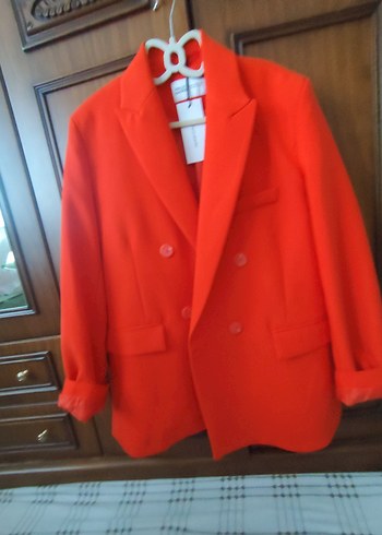 Kadın Kırmızı Düğmeli Blazer Ceket - Görsel 2