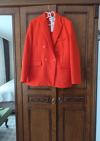 Kadın Kırmızı Düğmeli Blazer Ceket - Görsel 3