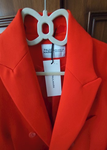 Kadın Kırmızı Düğmeli Blazer Ceket - Görsel 7