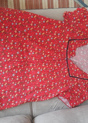 Kısa Kollu V Yaka Renkli Bohem Bluz - Görsel 9